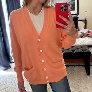 Ralph Lauren Peach Orange Button-Front V-Neck Cardigan